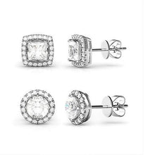 Load image into Gallery viewer, 2 Pairs: Swarovski Elements Halo 18K Gold Plated Studs - 3 Finishes (Circle &amp; Square Set)