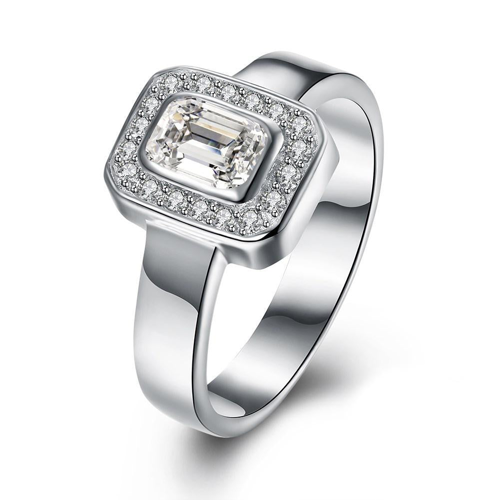 Sterling Silver Swarovski Emerald Cut Cocktail Ring