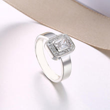 Load image into Gallery viewer, Sterling Silver Swarovski Emerald Cut Cocktail Ring