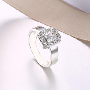 Sterling Silver Swarovski Emerald Cut Cocktail Ring