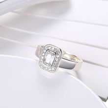 Load image into Gallery viewer, Sterling Silver Swarovski Emerald Cut Cocktail Ring