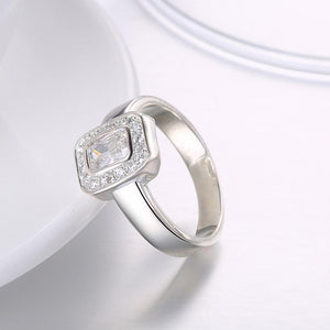 Sterling Silver Swarovski Emerald Cut Cocktail Ring