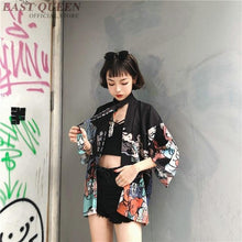 Load image into Gallery viewer, Japanese kimono cardigan Japanese kimono traditional woman 2019 cosplay yukata female obi Japanese streetwear haori FF1126K