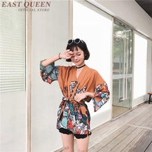 Load image into Gallery viewer, Japanese kimono cardigan Japanese kimono traditional woman 2019 cosplay yukata female obi Japanese streetwear haori FF1126K