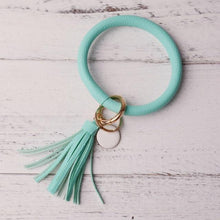 Load image into Gallery viewer, 2019 New PU Leather O Key Chain Custom Circle Cute Same Color Tassel Wristlet Keychain Wholesale Women Girls 11Colors Keychain