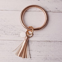 Load image into Gallery viewer, 2019 New PU Leather O Key Chain Custom Circle Cute Same Color Tassel Wristlet Keychain Wholesale Women Girls 11Colors Keychain