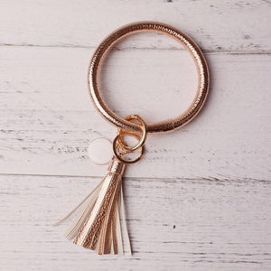 2019 New PU Leather O Key Chain Custom Circle Cute Same Color Tassel Wristlet Keychain Wholesale Women Girls 11Colors Keychain