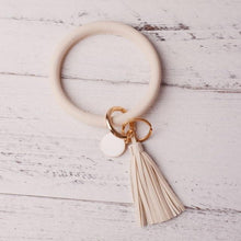 Load image into Gallery viewer, 2019 New PU Leather O Key Chain Custom Circle Cute Same Color Tassel Wristlet Keychain Wholesale Women Girls 11Colors Keychain