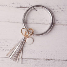 Load image into Gallery viewer, 2019 New PU Leather O Key Chain Custom Circle Cute Same Color Tassel Wristlet Keychain Wholesale Women Girls 11Colors Keychain