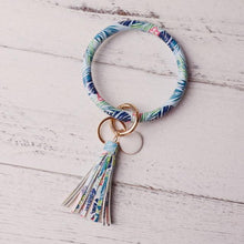 Load image into Gallery viewer, 2019 New PU Leather O Key Chain Custom Circle Cute Same Color Tassel Wristlet Keychain Wholesale Women Girls 11Colors Keychain