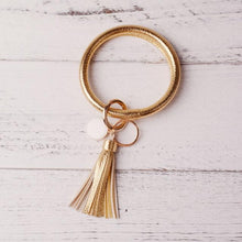 Load image into Gallery viewer, 2019 New PU Leather O Key Chain Custom Circle Cute Same Color Tassel Wristlet Keychain Wholesale Women Girls 11Colors Keychain