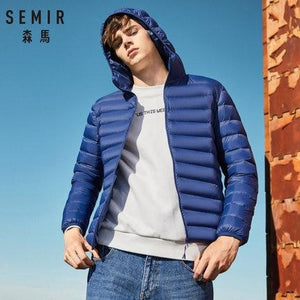 SEMIR brand men down jacket casual fashion winter jacket for men Hooded windbreaker white duck coat male outwear