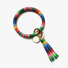 Load image into Gallery viewer, 2019 New PU Leather O Key Chain Custom Circle Cute Same Color Tassel Wristlet Keychain Wholesale Women Girls 11Colors Keychain