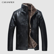 Load image into Gallery viewer, CARANFIER New Winter Motorcycle male Leather Jacket Men Windbreaker PU Jackets Male Outwear Warm PU Baseball Jackets Size 4XL