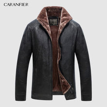 Load image into Gallery viewer, CARANFIER New Winter Motorcycle male Leather Jacket Men Windbreaker PU Jackets Male Outwear Warm PU Baseball Jackets Size 4XL