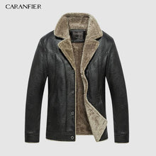 Load image into Gallery viewer, CARANFIER New Winter Motorcycle male Leather Jacket Men Windbreaker PU Jackets Male Outwear Warm PU Baseball Jackets Size 4XL