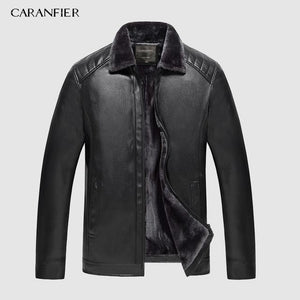 CARANFIER New Winter Motorcycle male Leather Jacket Men Windbreaker PU Jackets Male Outwear Warm PU Baseball Jackets Size 4XL