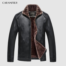 Load image into Gallery viewer, CARANFIER New Winter Motorcycle male Leather Jacket Men Windbreaker PU Jackets Male Outwear Warm PU Baseball Jackets Size 4XL