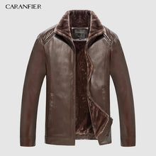 Load image into Gallery viewer, CARANFIER New Winter Motorcycle male Leather Jacket Men Windbreaker PU Jackets Male Outwear Warm PU Baseball Jackets Size 4XL