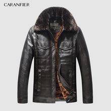 Load image into Gallery viewer, CARANFIER New Winter Motorcycle male Leather Jacket Men Windbreaker PU Jackets Male Outwear Warm PU Baseball Jackets Size 4XL