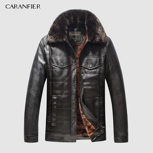 CARANFIER New Winter Motorcycle male Leather Jacket Men Windbreaker PU Jackets Male Outwear Warm PU Baseball Jackets Size 4XL