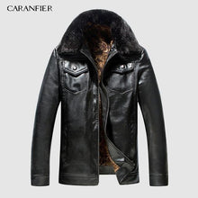 Load image into Gallery viewer, CARANFIER New Winter Motorcycle male Leather Jacket Men Windbreaker PU Jackets Male Outwear Warm PU Baseball Jackets Size 4XL