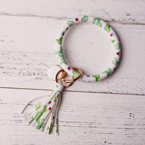 2019 New PU Leather O Key Chain Custom Circle Cute Same Color Tassel Wristlet Keychain Wholesale Women Girls 11Colors Keychain