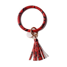 Load image into Gallery viewer, 2019 New PU Leather O Key Chain Custom Circle Cute Same Color Tassel Wristlet Keychain Wholesale Women Girls 11Colors Keychain