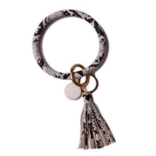 Load image into Gallery viewer, 2019 New PU Leather O Key Chain Custom Circle Cute Same Color Tassel Wristlet Keychain Wholesale Women Girls 11Colors Keychain