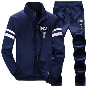 Causal Tracksuits Men Set hooded Thicken Fleece Hoodies + Sweatpant 2019 Winter Spring Sweatshirt Sportswear Male Letter Print