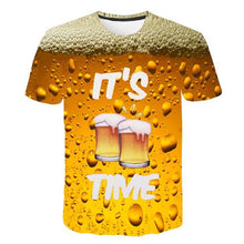 Load image into Gallery viewer, funny t shirts Summer 2019 men&#39;s clothing brand o-neck clock jacket beer short-sleeved 3d t shirt digital printing T-shirt large