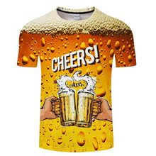 Load image into Gallery viewer, funny t shirts Summer 2019 men&#39;s clothing brand o-neck clock jacket beer short-sleeved 3d t shirt digital printing T-shirt large