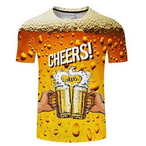 funny t shirts Summer 2019 men's clothing brand o-neck clock jacket beer short-sleeved 3d t shirt digital printing T-shirt large