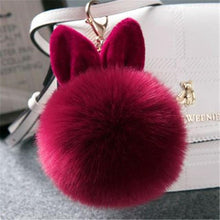 Load image into Gallery viewer, 2019 Fur Pom Pom Keychains Fake Rabbit fur ball key chain porte clef pompom de fourrure fluffy Bag Charms bunny keychain Keyring