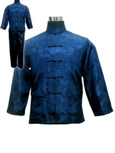 Load image into Gallery viewer, Navy Blue Chinese Men&#39;s Satin Kung Fu Suit Traditional Male Wu Shu Sets Tai Chi Uniform Clothing Plus Size S-XXXL MS002