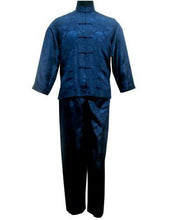 Load image into Gallery viewer, Navy Blue Chinese Men&#39;s Satin Kung Fu Suit Traditional Male Wu Shu Sets Tai Chi Uniform Clothing Plus Size S-XXXL MS002