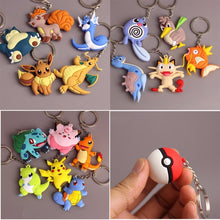 Load image into Gallery viewer, 3D Anime Pokemon Go Key Ring Pikachu Keychain Pocket Monsters Key Holder Pendant Mini Charmander Squirtle Eevee Vulpix Figures