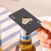 Load image into Gallery viewer, Black/Silver Poker Card Beer Bottle Opener Personalized Stainless Steel Credit Card Bottle Opener Card of Spades Bar Tool