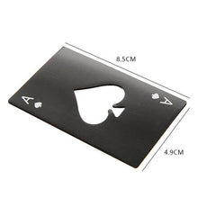 Load image into Gallery viewer, Black/Silver Poker Card Beer Bottle Opener Personalized Stainless Steel Credit Card Bottle Opener Card of Spades Bar Tool