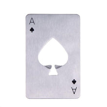 Load image into Gallery viewer, Black/Silver Poker Card Beer Bottle Opener Personalized Stainless Steel Credit Card Bottle Opener Card of Spades Bar Tool