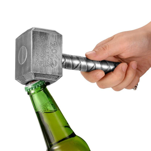 JINJIAN Silver Beer Bottle Openers Multifunction Hammer Of Thor Shaped Beer Bottle Opener With Long Handle Bottler Opener Beer