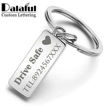 Load image into Gallery viewer, Custom Engraved Keychain For Car Logo Name Stainless Steel Personalized Gift Customized Anti-lost Keyring Key Chain Ring P009