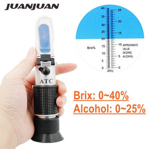 Handheld alcohol refractometer sugar Wine concentration meter densimeter 0-25% alcohol beer 0-40% Brix grapes ATC 48% off