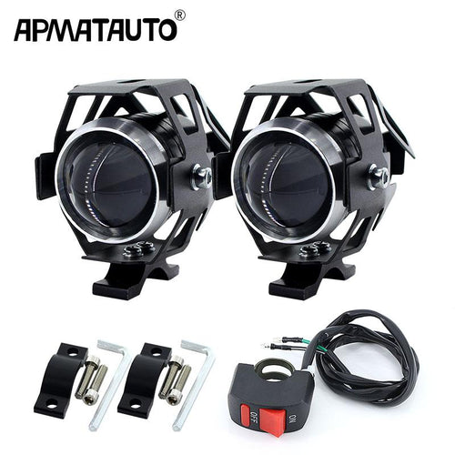 2PCS White motorcycle headlights auxiliary lamp U5 led motorbike spotlight accessories 12V moto DRL spot head lights