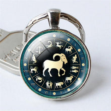 Load image into Gallery viewer, 12 Constellation Jewelry Key Chains Zodiac Signs Keychain Key Rings Bag Car Round portachiavi sleutelhanger Pendant Man Woman