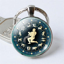 Load image into Gallery viewer, 12 Constellation Jewelry Key Chains Zodiac Signs Keychain Key Rings Bag Car Round portachiavi sleutelhanger Pendant Man Woman