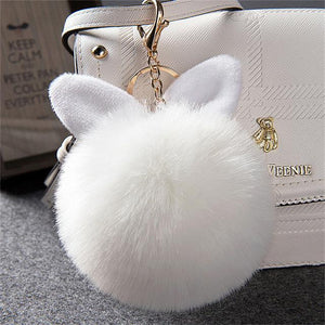 2019 Fur Pom Pom Keychains Fake Rabbit fur ball key chain porte clef pompom de fourrure fluffy Bag Charms bunny keychain Keyring