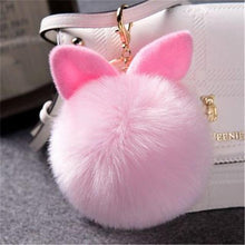 Load image into Gallery viewer, 2019 Fur Pom Pom Keychains Fake Rabbit fur ball key chain porte clef pompom de fourrure fluffy Bag Charms bunny keychain Keyring