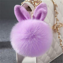 Load image into Gallery viewer, 2019 Fur Pom Pom Keychains Fake Rabbit fur ball key chain porte clef pompom de fourrure fluffy Bag Charms bunny keychain Keyring