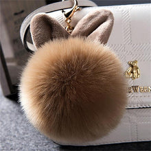 Load image into Gallery viewer, 2019 Fur Pom Pom Keychains Fake Rabbit fur ball key chain porte clef pompom de fourrure fluffy Bag Charms bunny keychain Keyring